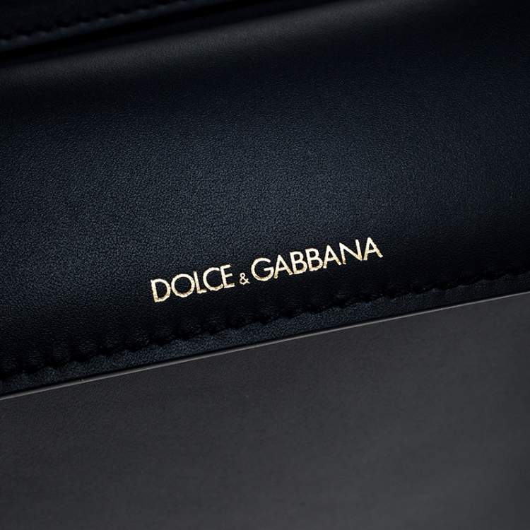 Pre Owned Dolce & Gabbana Navy Blue Leather Sicily 58 Top Handle Bag