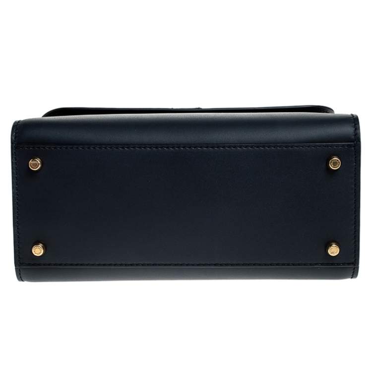 Pre Owned Dolce & Gabbana Navy Blue Leather Sicily 58 Top Handle Bag