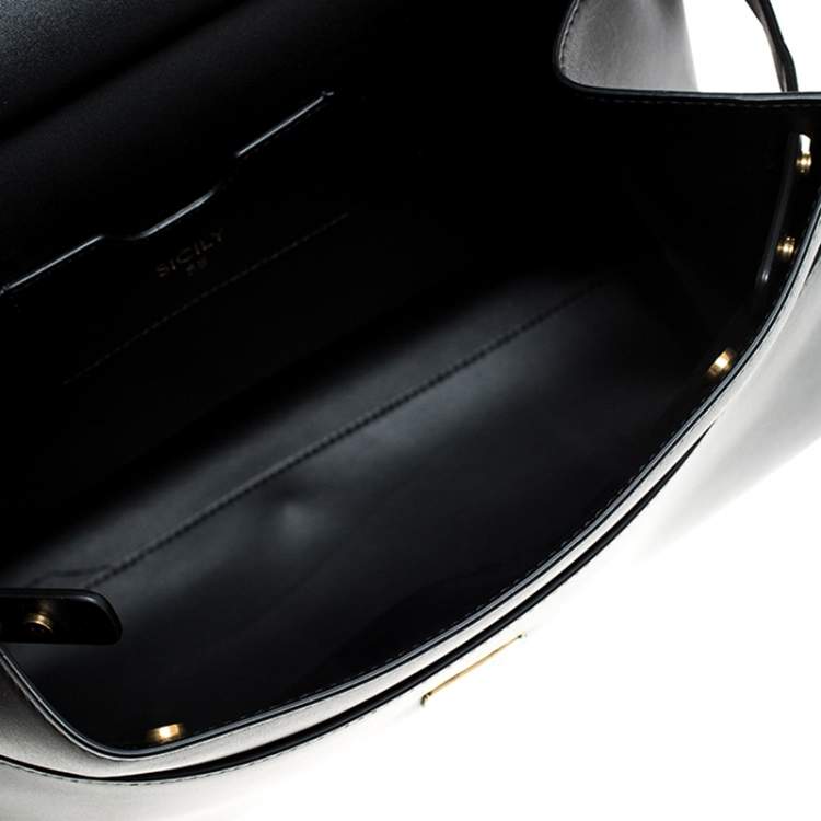 Pre Owned Dolce & Gabbana Black Leather Sicily 58 Top Handle Bag