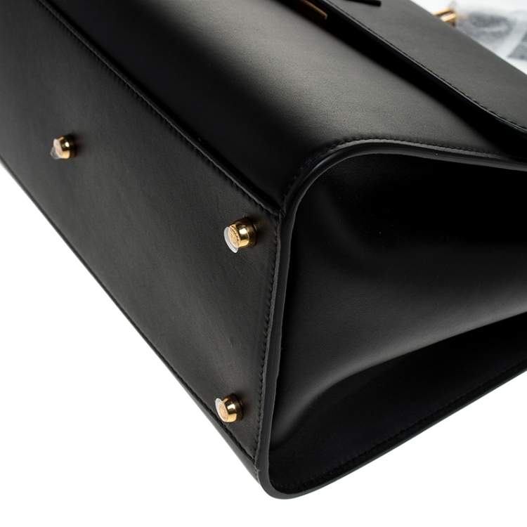 Pre Owned Dolce & Gabbana Black Leather Sicily 58 Top Handle Bag