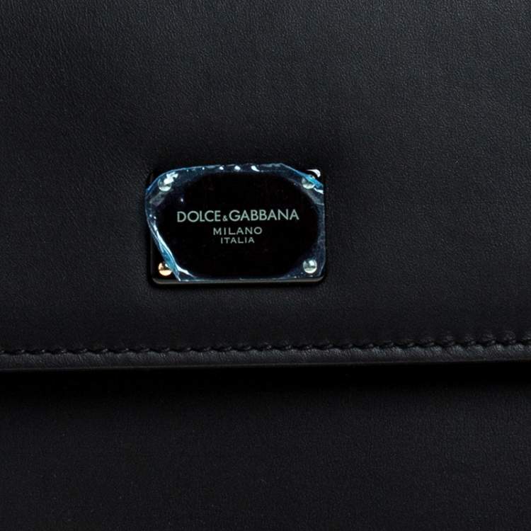 Pre Owned Dolce & Gabbana Black Leather Sicily 58 Top Handle Bag