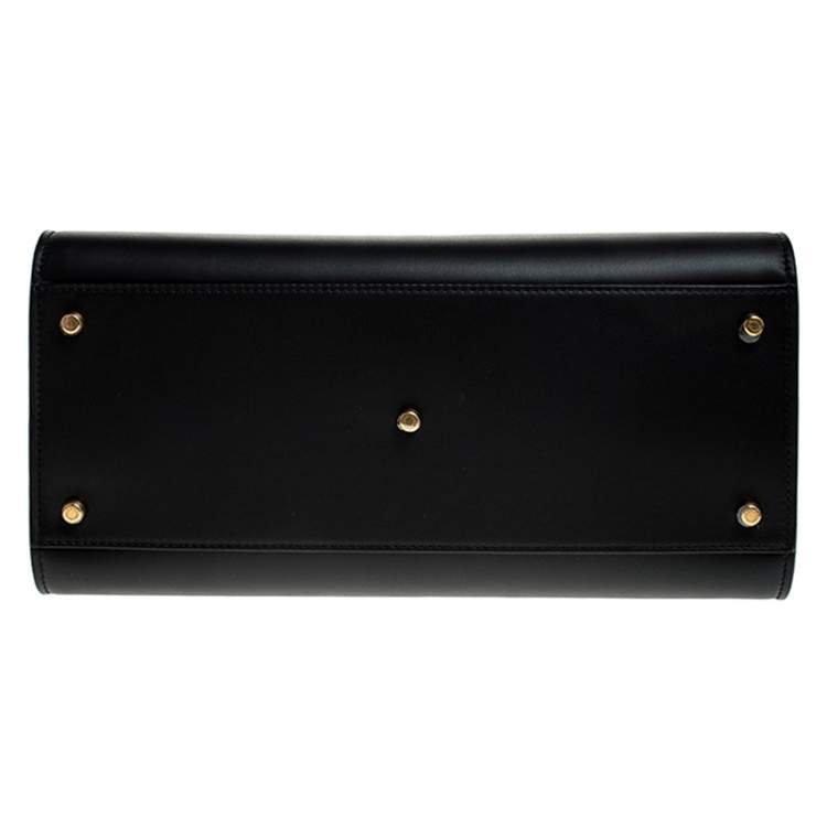 Pre Owned Dolce & Gabbana Black Leather Sicily 58 Top Handle Bag