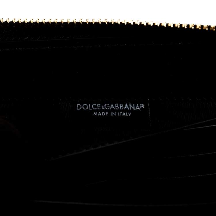 مملوكة مسبقًا Dolce & Gabbana Black Matelasse Leather Devotion Zip Around Wallet