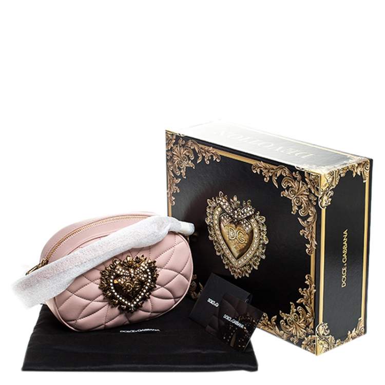 مملوكة مسبقًا Dolce & Gabbana Blush Pink Matelasse Leather Devotion Camera Crossbody Bag