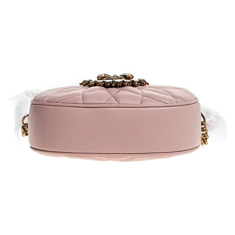 مملوكة مسبقًا Dolce & Gabbana Blush Pink Matelasse Leather Devotion Camera Crossbody Bag