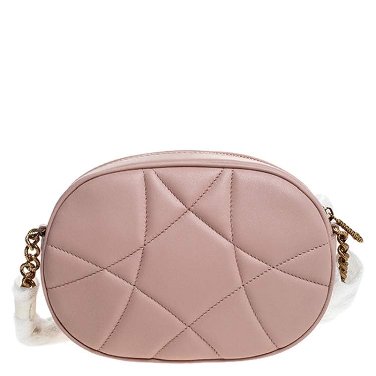 مملوكة مسبقًا Dolce & Gabbana Blush Pink Matelasse Leather Devotion Camera Crossbody Bag