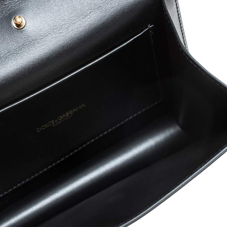 Pre Owned Dolce & Gabbana Black Leather Small Devotion Top Handle Bag