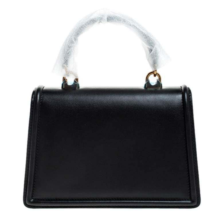 Pre Owned Dolce & Gabbana Black Leather Small Devotion Top Handle Bag