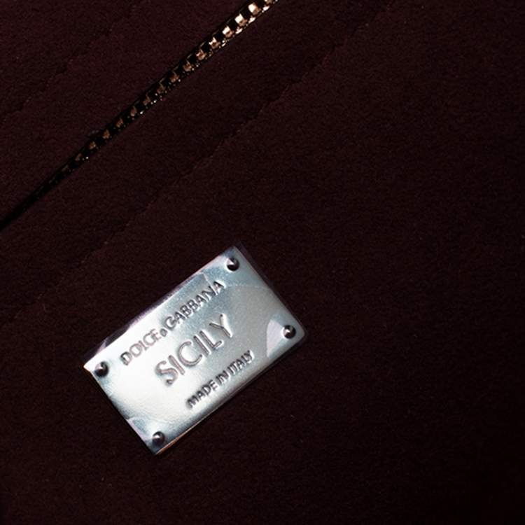 Pre Owned Dolce & Gabbana Green Smooth Leather Large Miss Sicily Top Handle Bag