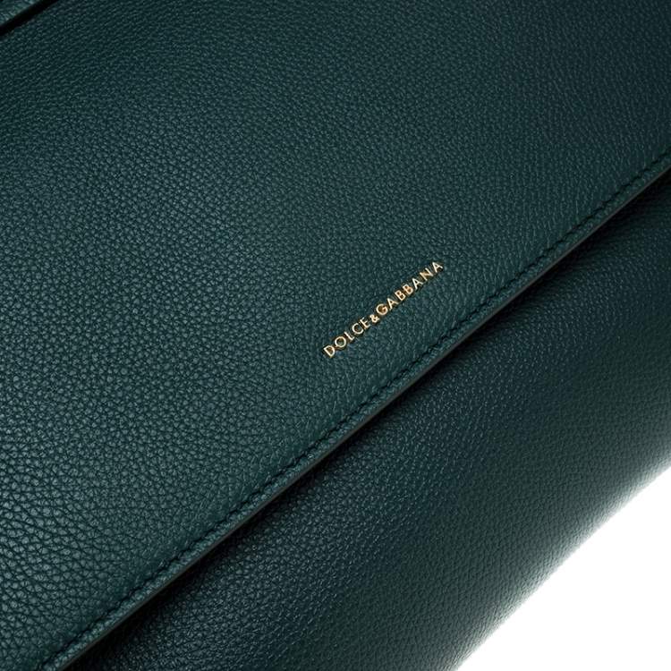 Pre Owned Dolce & Gabbana Green Smooth Leather Large Miss Sicily Top Handle Bag