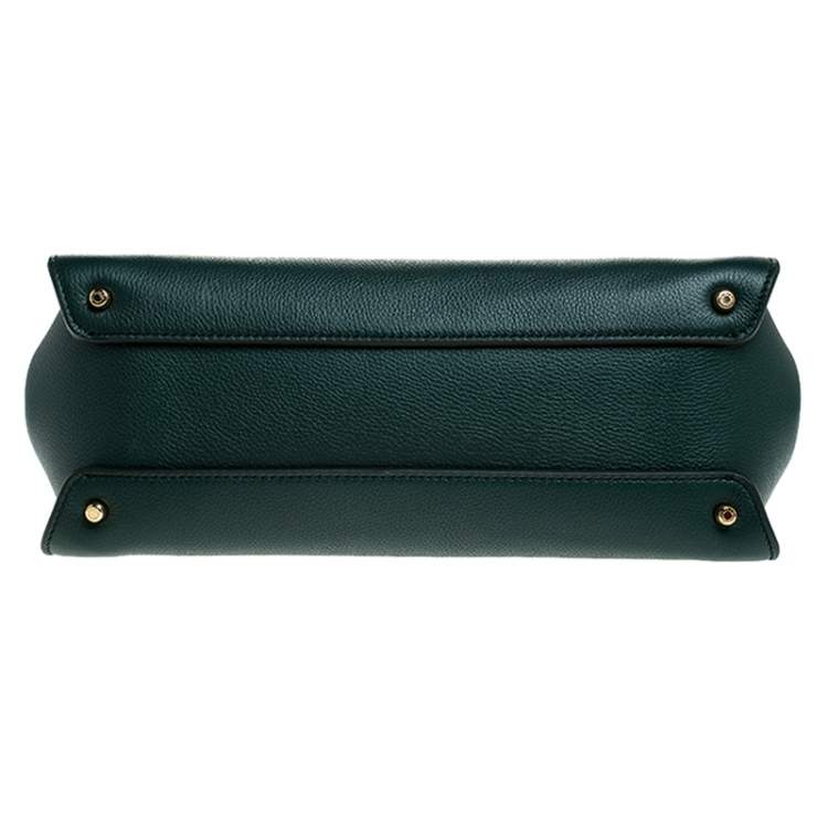 Pre Owned Dolce & Gabbana Green Smooth Leather Large Miss Sicily Top Handle Bag