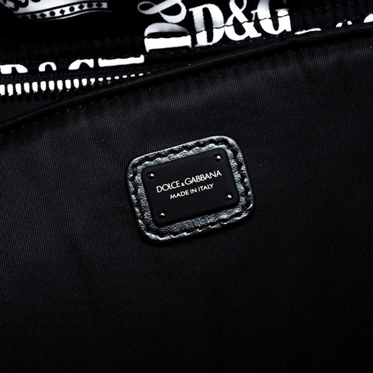 Pre Owned Dolce & Gabbana Black/White Logo Printed Nylon Backpack