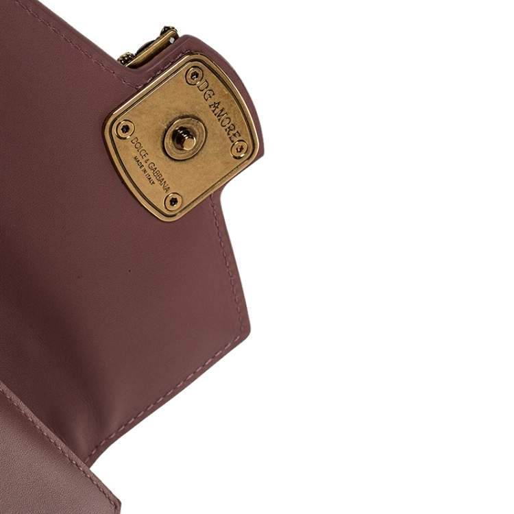 Pre Owned Dolce & Gabbana Old Rose Leather DG Amore Compact Wallet
