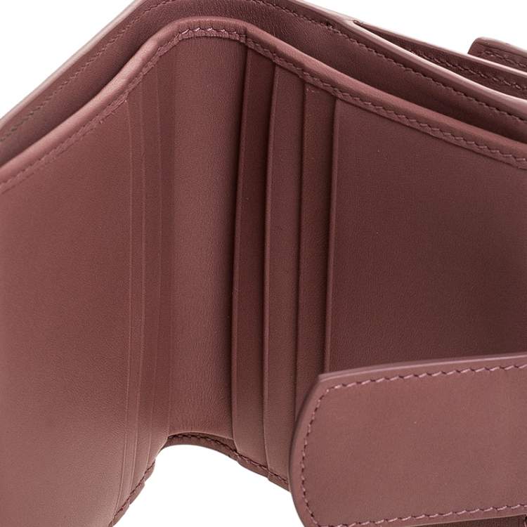Pre Owned Dolce & Gabbana Old Rose Leather DG Amore Compact Wallet