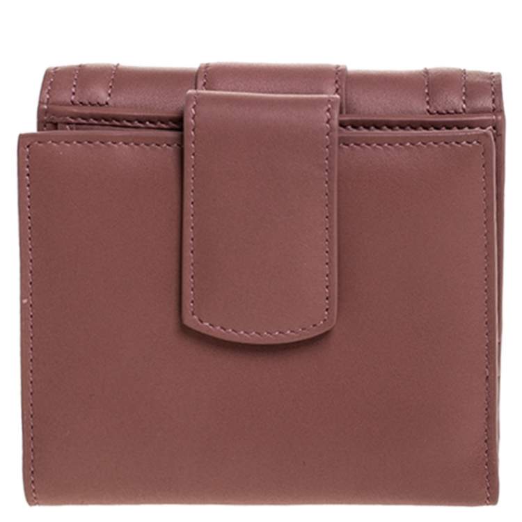 Pre Owned Dolce & Gabbana Old Rose Leather DG Amore Compact Wallet