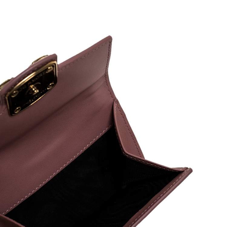 Pre Owned Dolce & Gabbana Old Rose Leather DG Amore Compact Wallet