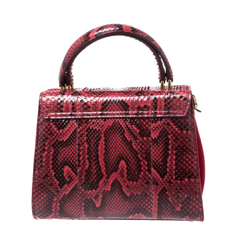 Pre Owned Dolce & Gabbana Red Python and Velvet Welcome Top Handle Bag