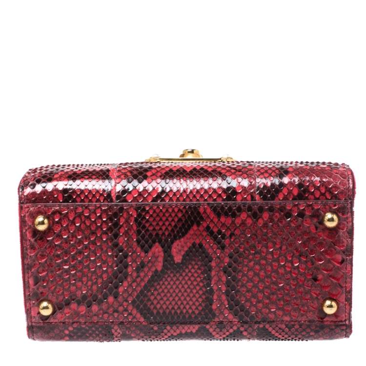 Pre Owned Dolce & Gabbana Red Python and Velvet Welcome Top Handle Bag