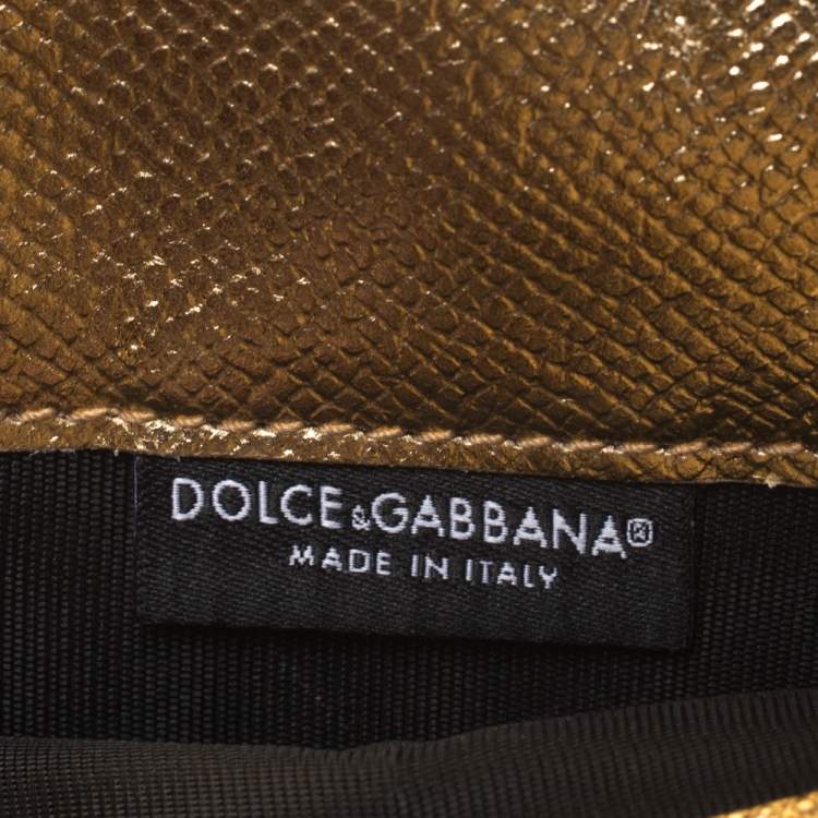 Pre Owned Dolce & Gabbana Gold Leather The Lovers Evening Chain Clutch
