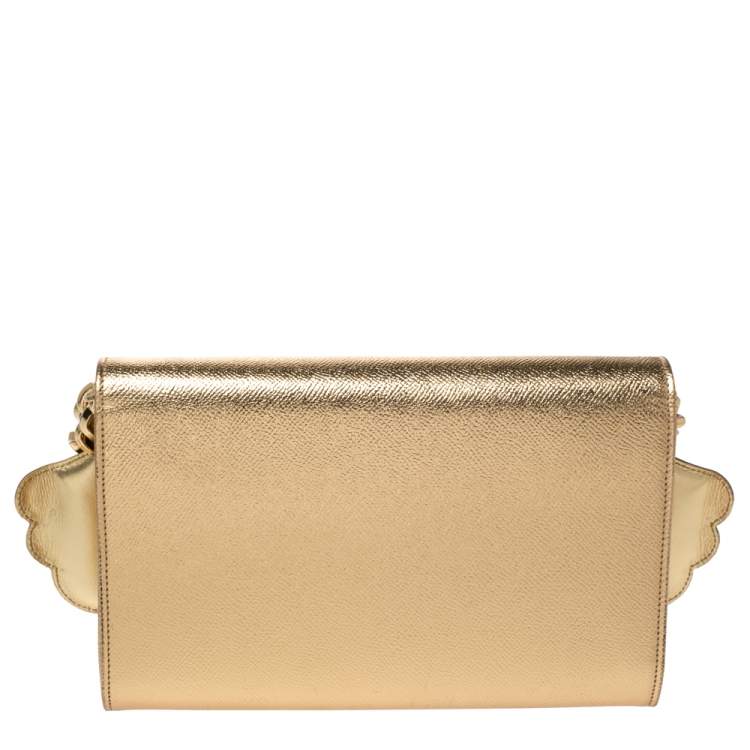 Pre Owned Dolce & Gabbana Gold Leather The Lovers Evening Chain Clutch