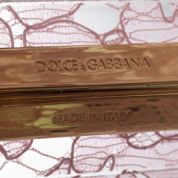 Pre Owned Dolce & Gabbana Pink Acrylic Lace Dolce Box Bag