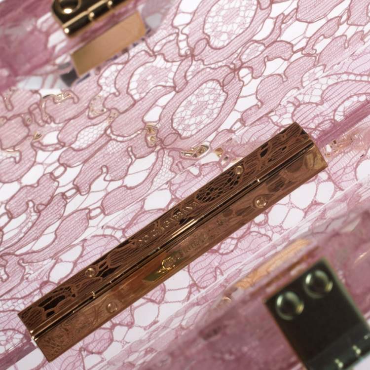 Pre Owned Dolce & Gabbana Pink Acrylic Lace Dolce Box Bag