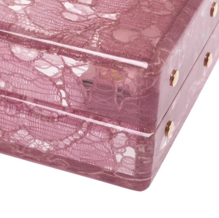 Pre Owned Dolce & Gabbana Pink Acrylic Lace Dolce Box Bag