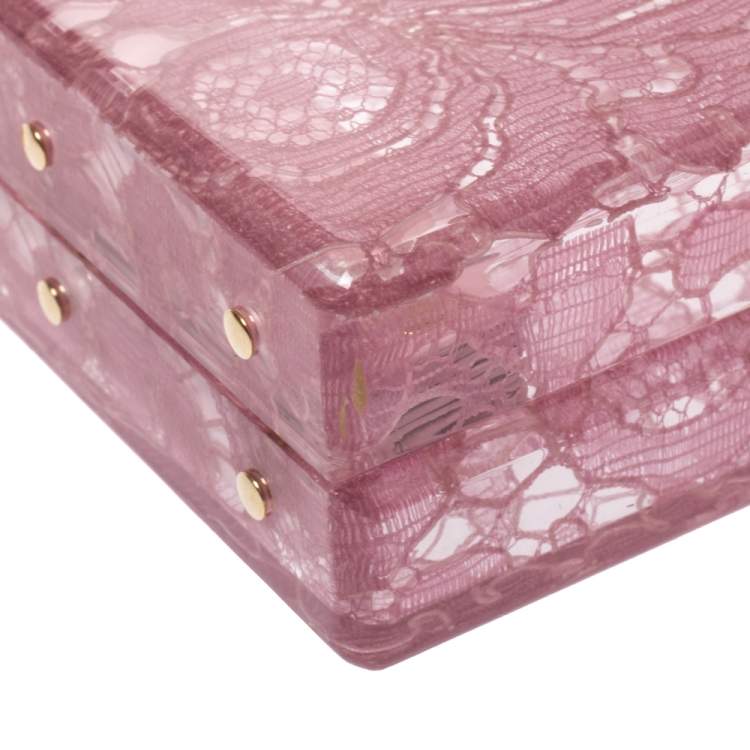 Pre Owned Dolce & Gabbana Pink Acrylic Lace Dolce Box Bag