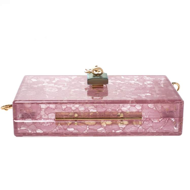 Pre Owned Dolce & Gabbana Pink Acrylic Lace Dolce Box Bag