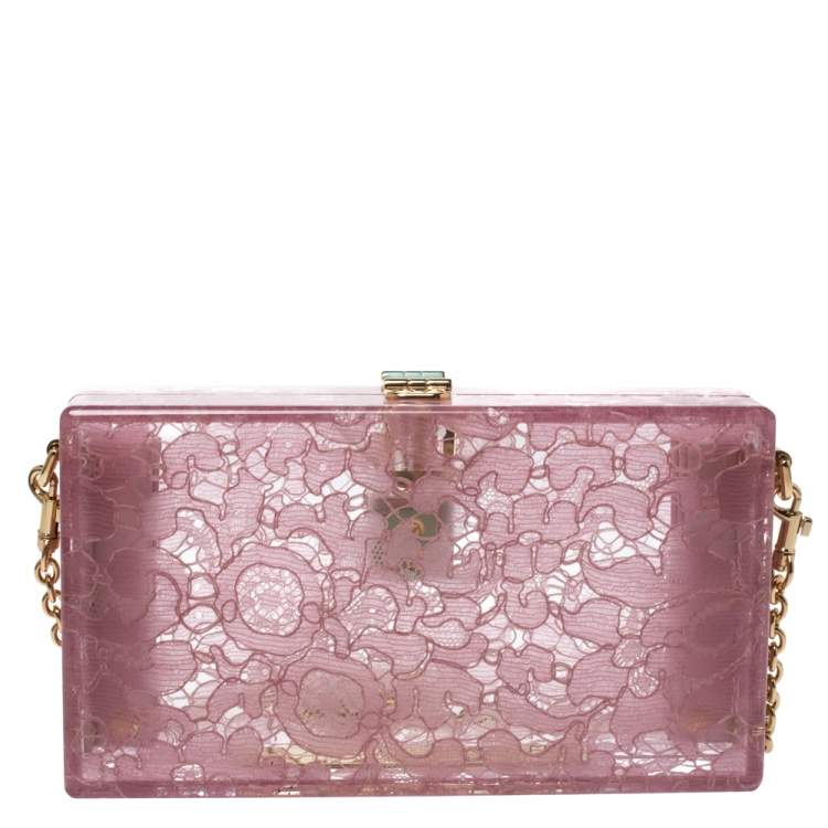 Pre Owned Dolce & Gabbana Pink Acrylic Lace Dolce Box Bag
