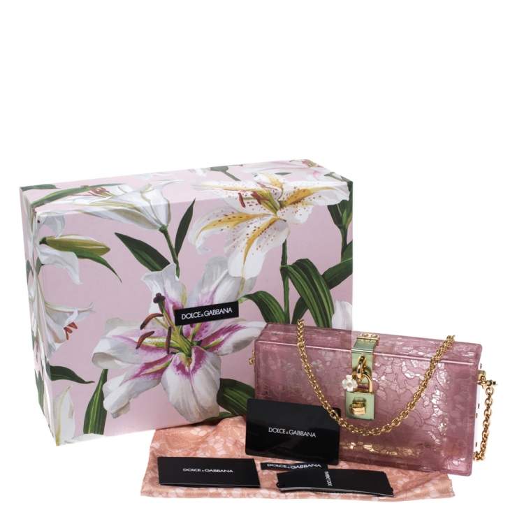 Pre Owned Dolce & Gabbana Pink Acrylic Lace Dolce Box Bag