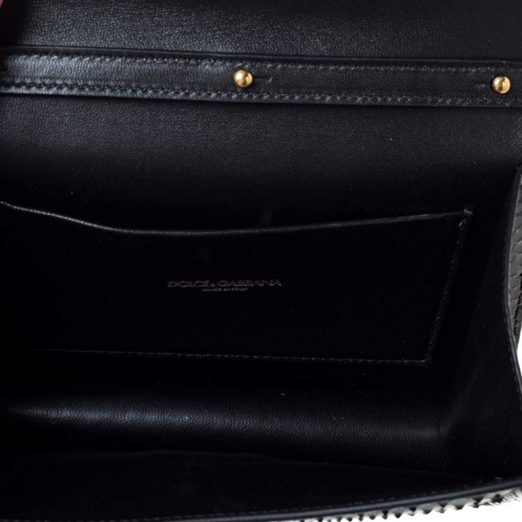 Pre Owned Dolce & Gabbana Black Python Small Devotion Top Handle Bag