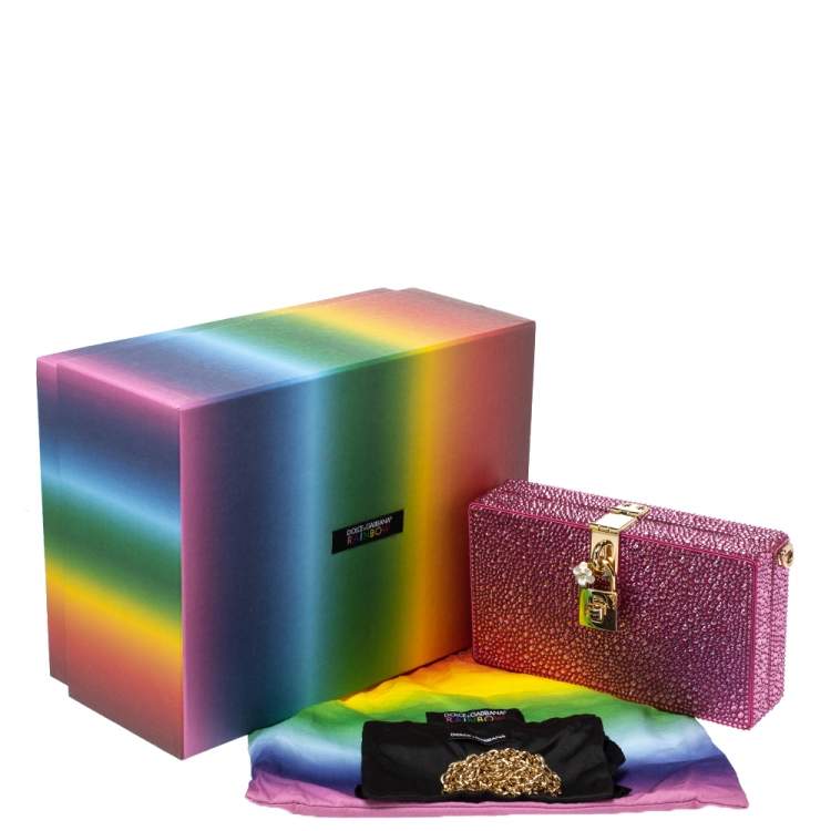 Pre Owned Dolce & Gabbana Pink Crystal Embellished Satin Box Bag