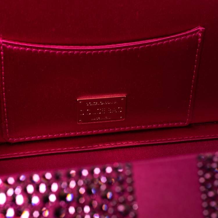 Pre Owned Dolce & Gabbana Pink Crystal Embellished Satin Box Bag