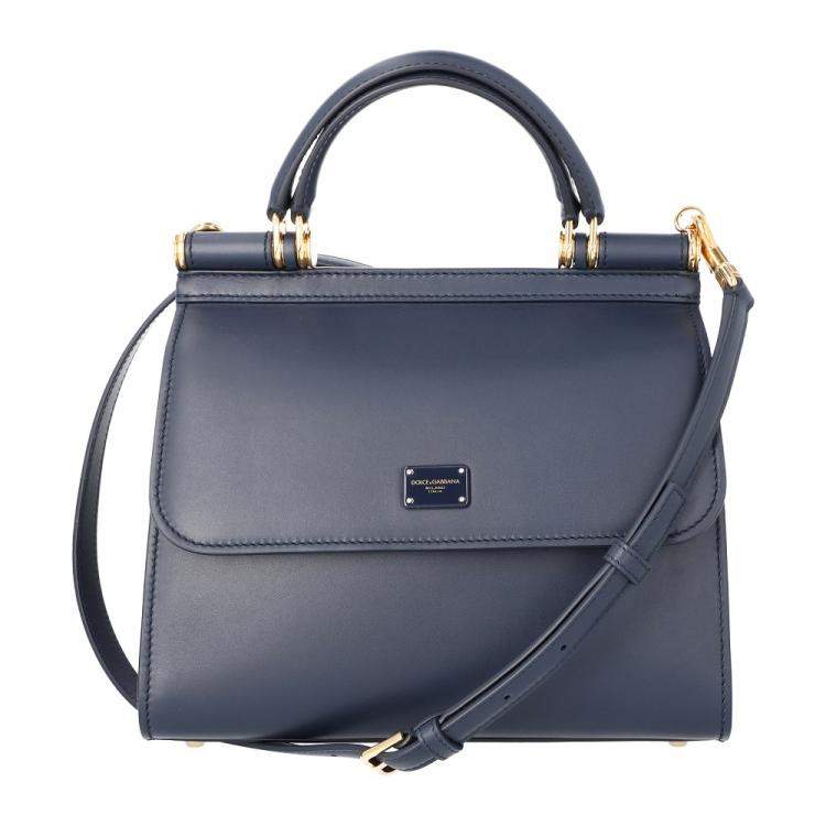 مملوكة مسبقًا Dolce & Gabbana Dark Blue Leather Sicily Shoulder Bag