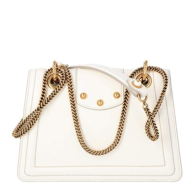 Pre Owned Dolce & Gabbana White Leather DG Amore Bag