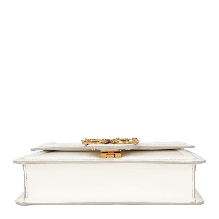 Pre Owned Dolce & Gabbana White Leather DG Amore Bag