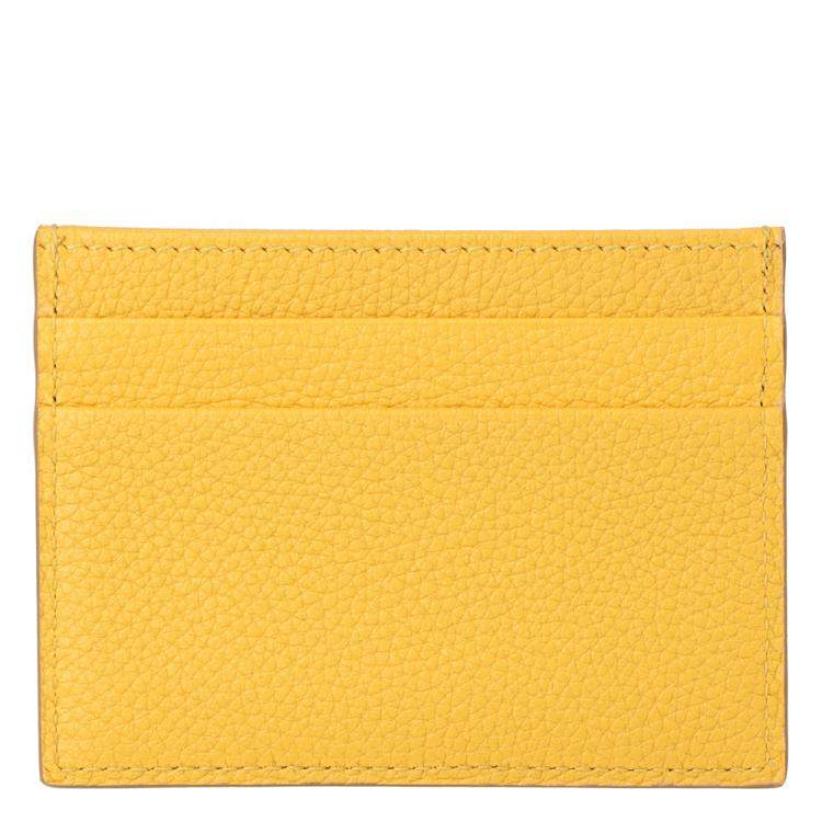 Pre Owned Dolce & Gabbana Yellow Leather Card Case