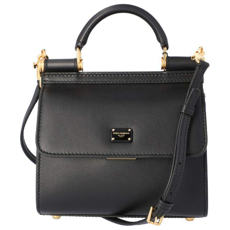 Pre Owned Dolce & Gabbana Black Leather Mini Sicily Shoulder Bag