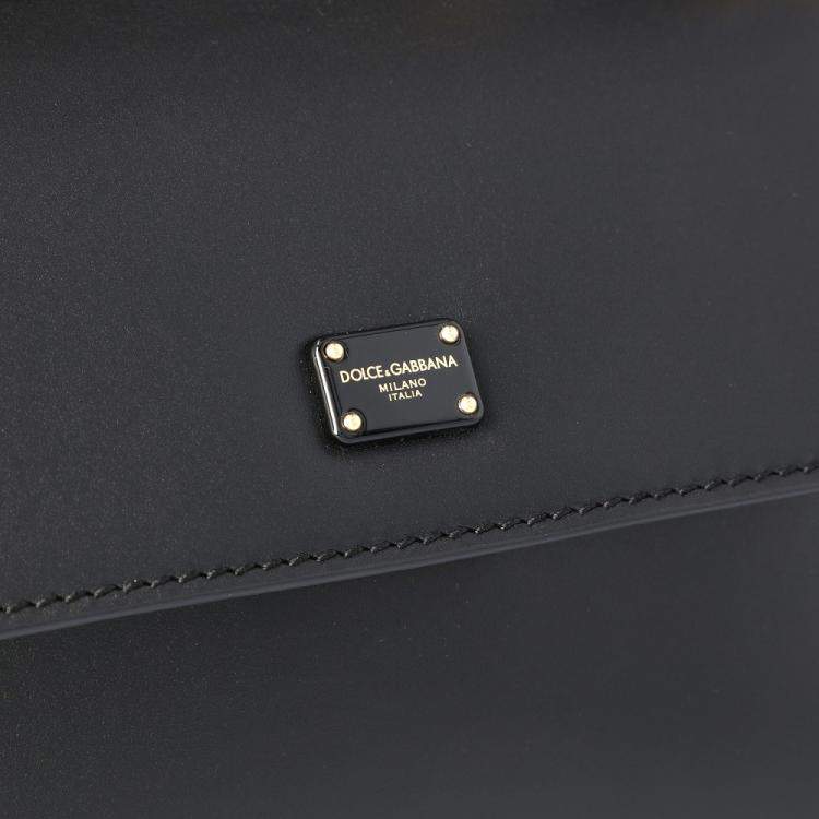 Pre Owned Dolce & Gabbana Black Leather Mini Sicily Shoulder Bag