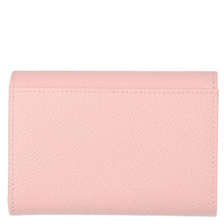 Pre Owned Dolce & Gabbana Light Pink Leather Tri-Fold Wallet