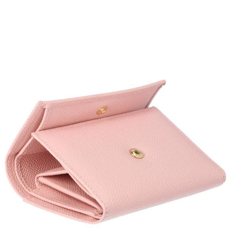 Pre Owned Dolce & Gabbana Light Pink Leather Tri-Fold Wallet