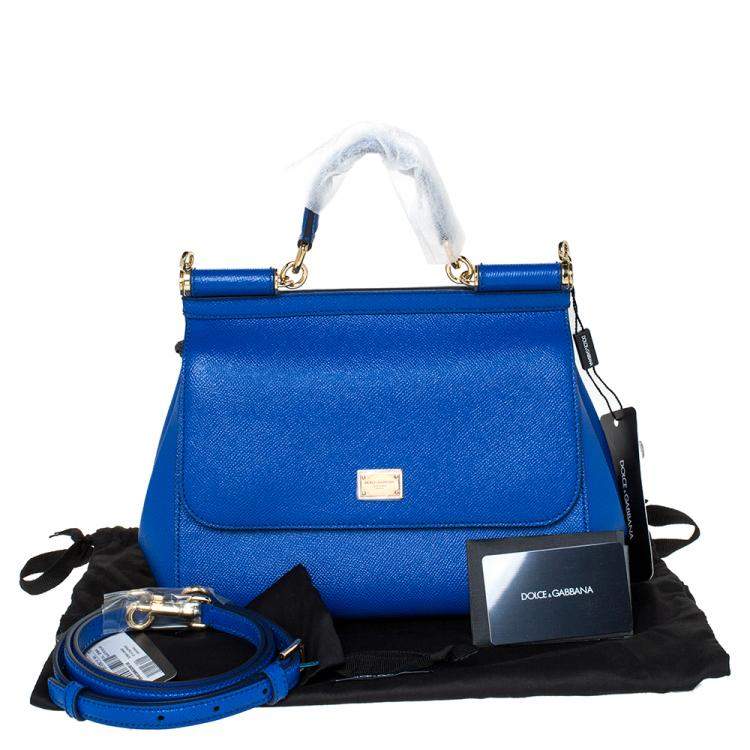 Pre Owned Dolce & Gabbana Blue Leather Medium Miss Sicily Bag