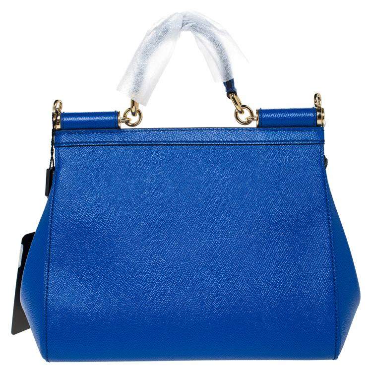 Pre Owned Dolce & Gabbana Blue Leather Medium Miss Sicily Bag