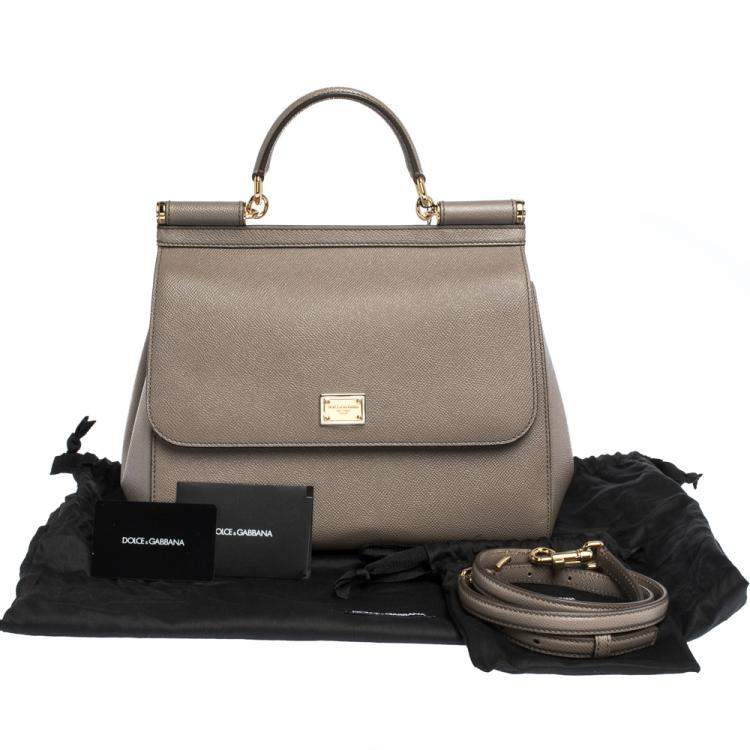 Pre Owned Dolce & Gabbana Grey Leather Miss Sicily Bag