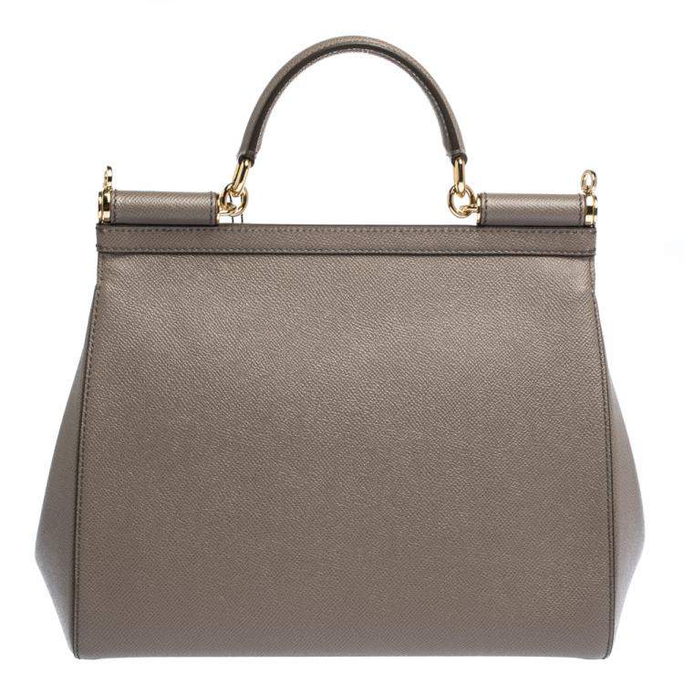 Pre Owned Dolce & Gabbana Grey Leather Miss Sicily Bag