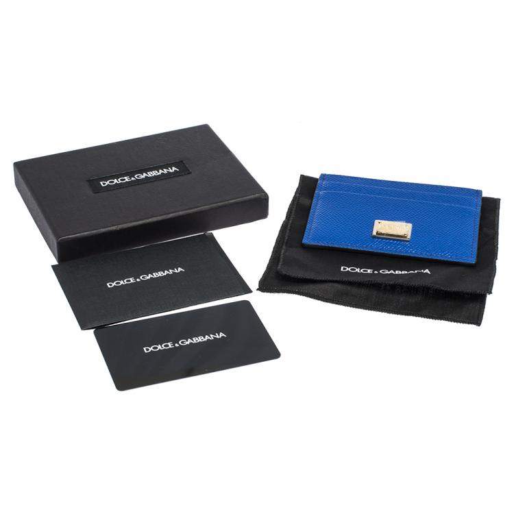 Pre Owned Dolce & Gabbana Blue Leather Business Card Holder