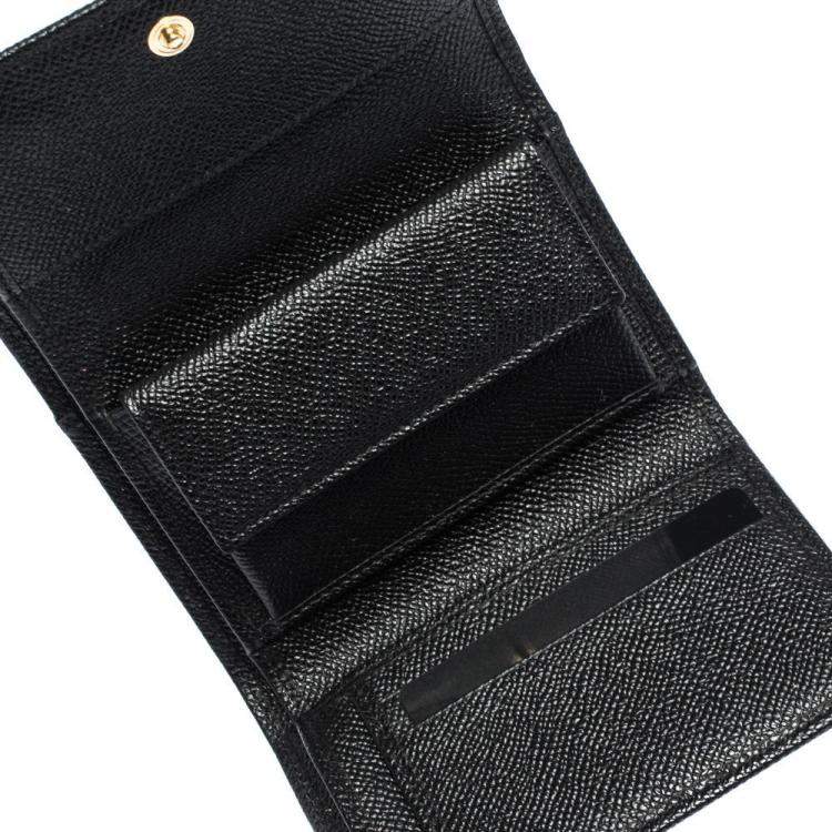 مملوكة مسبقًا Dolce & Gabbana Black Leather Trifold Wallet