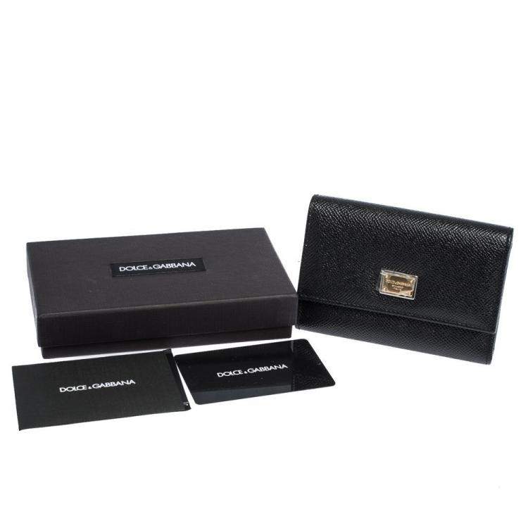 مملوكة مسبقًا Dolce & Gabbana Black Leather Trifold Wallet
