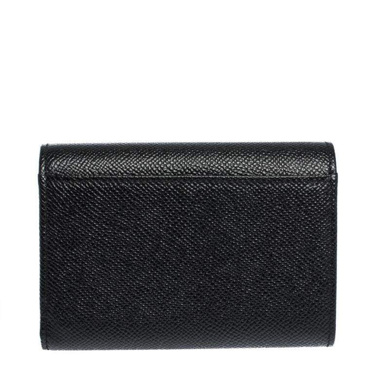 مملوكة مسبقًا Dolce & Gabbana Black Leather Trifold Wallet